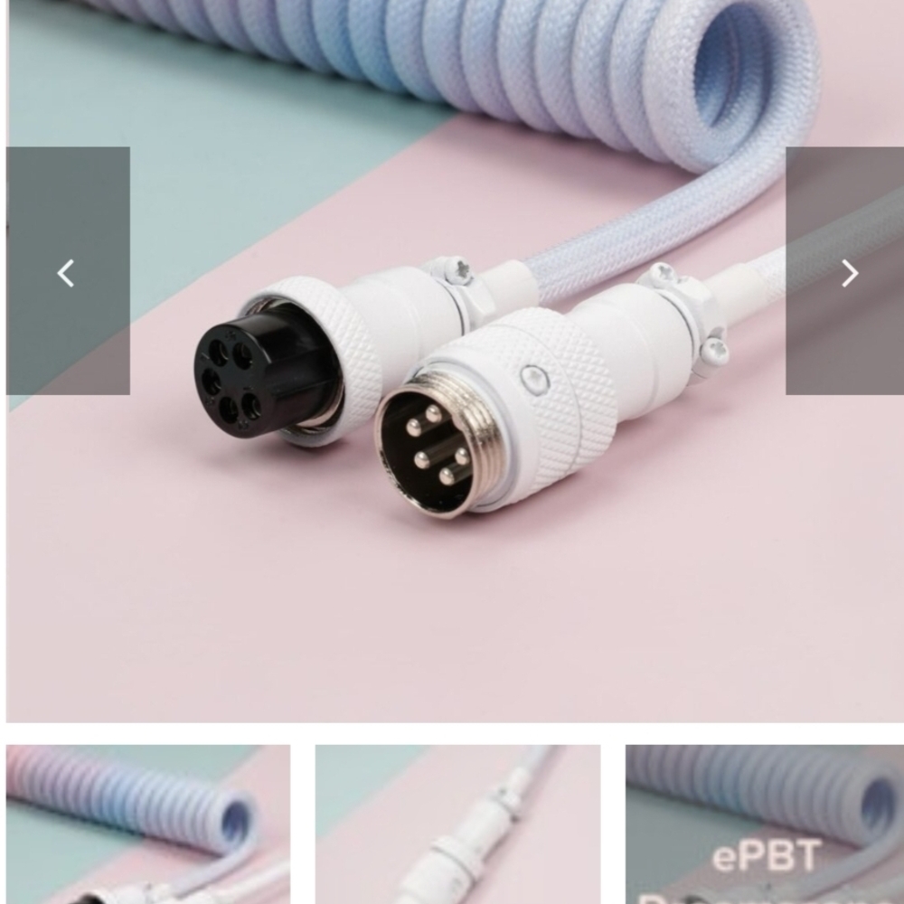 Coiled Keyboard Cable in White and Blue